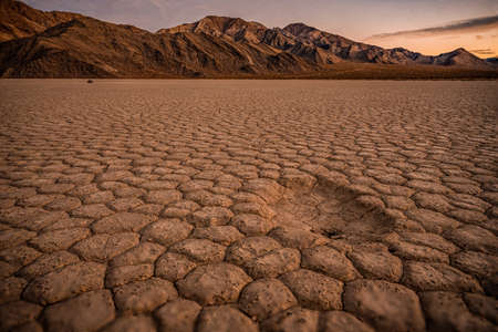 The Missing One of an empty spot left by a missing sailing stone in Death Valley National Parkの写真素材