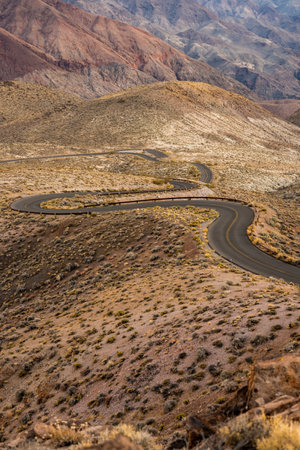 A Ribbon Of Road Makes its Way Up To Dantes View in Death Valleyの写真素材