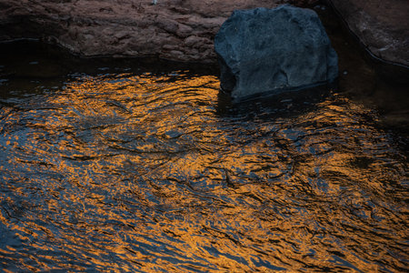 Morning Light Glows In The Swirl of the River in Zion National Parkの写真素材