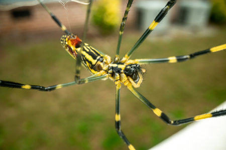 Underside of Giant Joro Spider in a north Georgia yardの写真素材