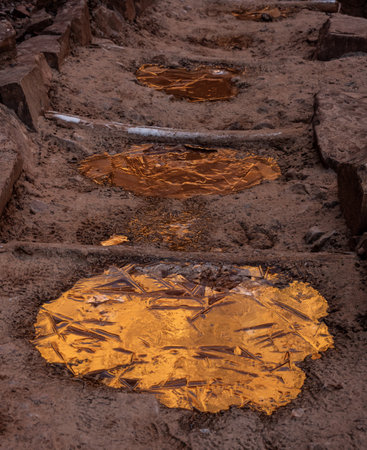 Morning Light Glows In Frozen Puddles Along Bright Angel Trail in Grand Canyon National Park