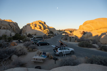 Joshua Tree National Park, United States: March 1, 2021: Cars Parked At Jumbo Rocks Campgroundのeditorial素材
