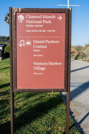 Ventura, United States: February 24, 2021: Channel Islands Directional Signの写真素材