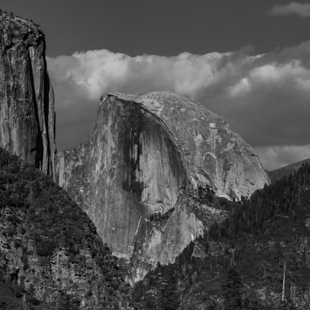 Gray Scale of Half Dome Formation from Yosemite Point on summer afternoon