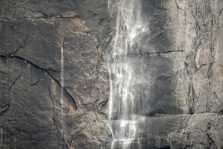 Leaking Wall Next Yosemite Falls from Four Mile Trail in Yosemite National Park