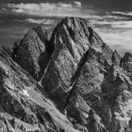 Mount Moran Layers in Black and White in Grand Teton National Parkの写真素材