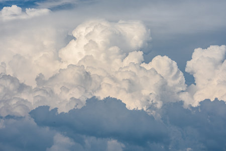 Billowing Clouds Burst In Shades of Blue And White over Crater Lake National Parkの写真素材