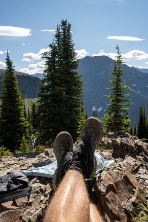Putting Your Feet Up After a Steep Hike to a fire tower lookout