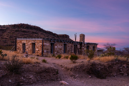 Homer Wilson Ranch In The Morning Light of Big Bend National Parkの写真素材