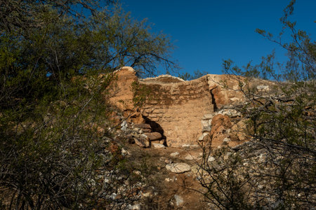Limestone Kiln Remains In Saquaro National Park on blue sky dayの写真素材
