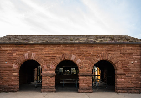 Arches Over Picnic Building at State Park in Abileneのeditorial素材