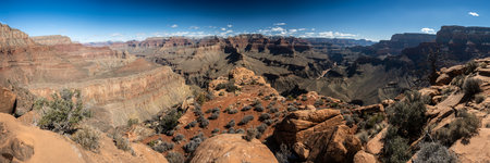 Panoramic View Of The Canyon Below Yuma Point In Grand Canyon National Park