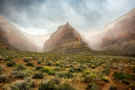 Mesmerizing View of Vesta Temple along the Tonto Trail in the Grand Canyonの写真素材