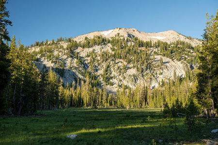Reading Peak Stands Over Meadow to Cliff Lakeの写真素材