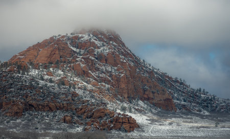 Close Up of Red Butte Along Hop Valley In Zion National Parkの写真素材