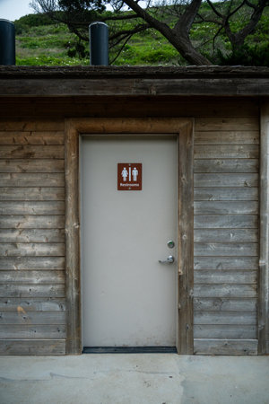 Unisex Bathroom Door At Channel Islands National Park near Scorpion Ranchの写真素材
