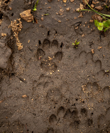 Muddy Paw Prints Along Trail In Channel Islands show evidence of fox activity