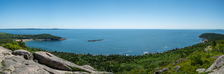 Panorama of The Acadia Coast Line Near Sand Beach in Summer