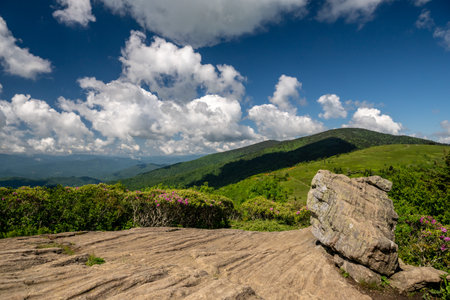 Rock Slabs at Jane Bald Overlook on the Appalachian Trail in the Roan Highlandsの写真素材