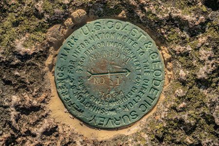 Newport No 1 Survey Marker in Acadia National Parkの写真素材