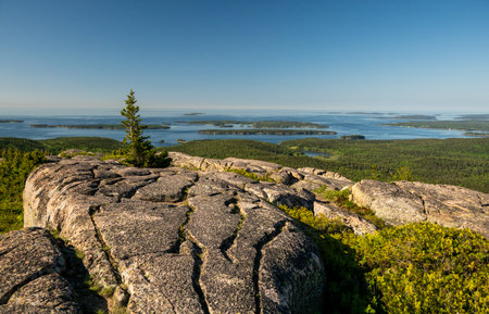 Expansive Views of Islands in the Atlantic from Granite Summitの写真素材