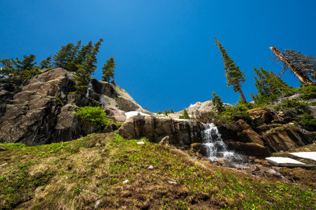 Small Snow Melt Waterfall In Rocky Mountain National Parkの写真素材