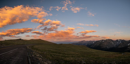 Trail Ridge Road Looks Out Over Longs Peak At Sunset In Rocky Mountain National Park