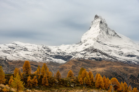 Winter On The Matterhorn Arrives In Early Autumn in the Swiss Alpsの写真素材