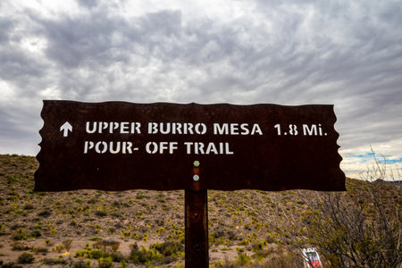 Upper Burro Mesa Trailhead Sign In Big Bend National Parkの写真素材