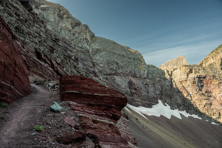 Red Rock Trail Leads Up The Mountain to The Ptarmigan Tunnel in Glacier National Park