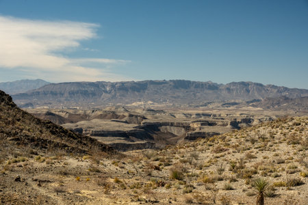 Distant Mesas And Trail From Mesa De Anguila In Big Bend National Parkの写真素材