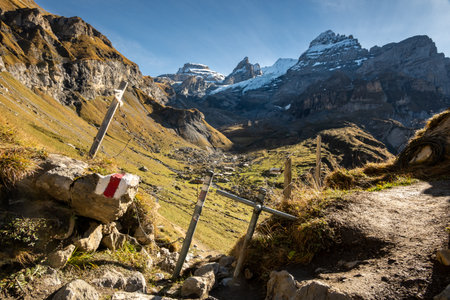 Gate Along Swiss Trail Toward Ober Bergli in autumn