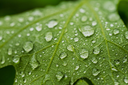 Waterdrops Cling To The Back Of A Leaf After Rain in Oklahoma forest