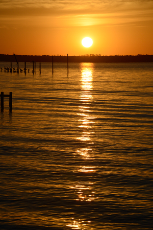 Sunset in Gulf Shores Alabama Lagoonの写真素材