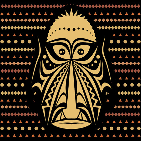African Mask. No transparency and gradients used.のイラスト素材