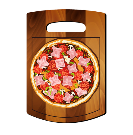 Pizza on the board on a white background.のイラスト素材