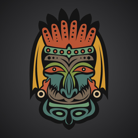 African Mask on a black backgroundのイラスト素材