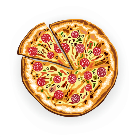 Pizza  on a white backgroundのイラスト素材