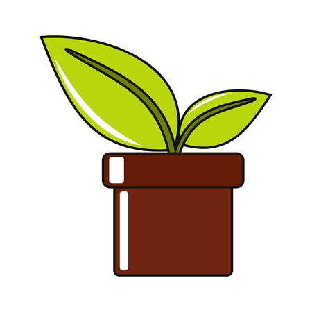 Cartoon flower in pot icon on white background. Flat design vector illustration for web banner, web and mobile, infographics.のイラスト素材