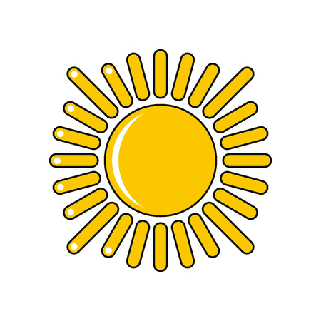Cartoon sun icon isolated on white background, vector illustrationのイラスト素材