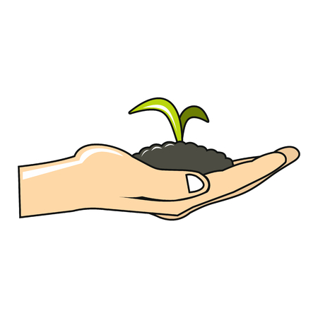 Plant to hand cartoon icon on white background. Flat design vector illustration for web banner, web and mobile, infographics.のイラスト素材