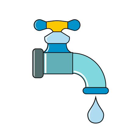 Water tap with drop on white background, vector illustrationのイラスト素材