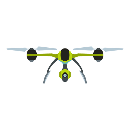 Drone vector icon in flat style, white backgroundのイラスト素材