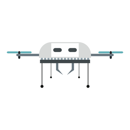 Drone vector icon in flat style, white backgroundのイラスト素材