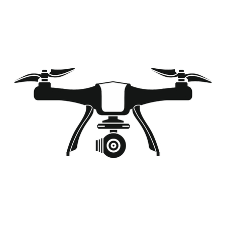 Drone vector icon in black flat style, white backgroundのイラスト素材
