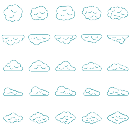 Clouds set in line style. Vector illustrationのイラスト素材