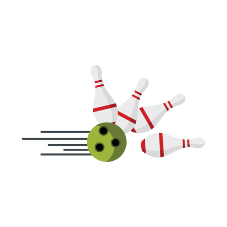 Skittle and ball for bowling in flat style. Vector illustrationのイラスト素材