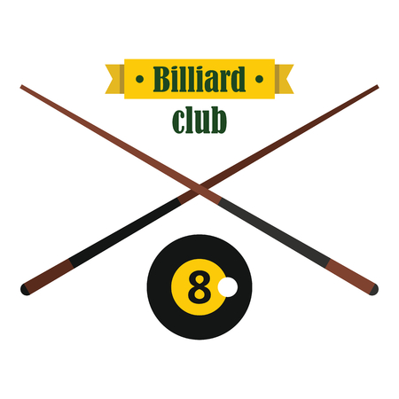 Billiard club emblem in flat style. Vector billiard object. Elements for illustration, infographics, logos and banners.のイラスト素材