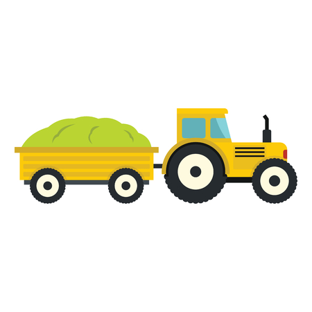 Tractor in cartoon style isolatedd on white background. elements for agro farm designのイラスト素材
