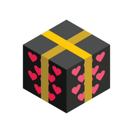 Gift box 3d isometric. Isolated cardboard boxes. Gift vector illustrationのイラスト素材